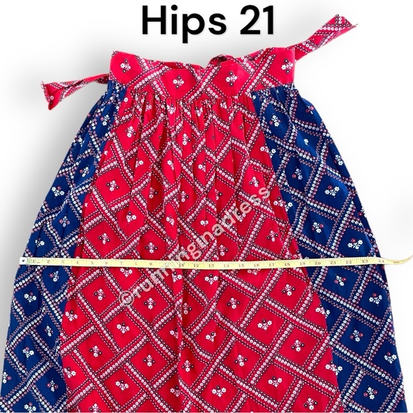 Vintage 70’s Prairie Maxi Skirt Blue & Red Calico Floral Print Ruffle Hem - Picture 14 of 15